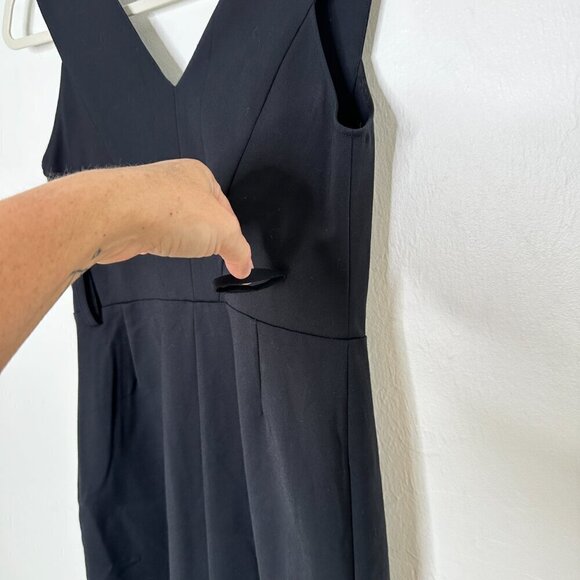 Derek Lam Black Midi Shift Career Dress Front Slit Size 8 - Picture 5 of 9